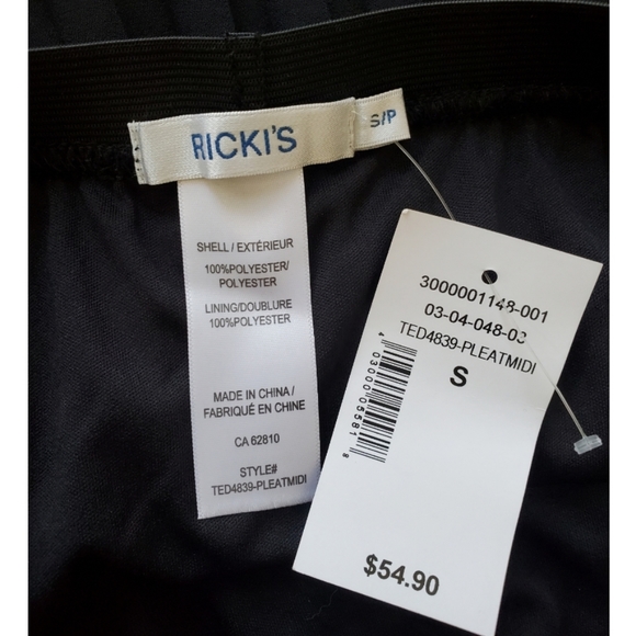 Black Pleated Midi Skirt - Picture 8 of 8